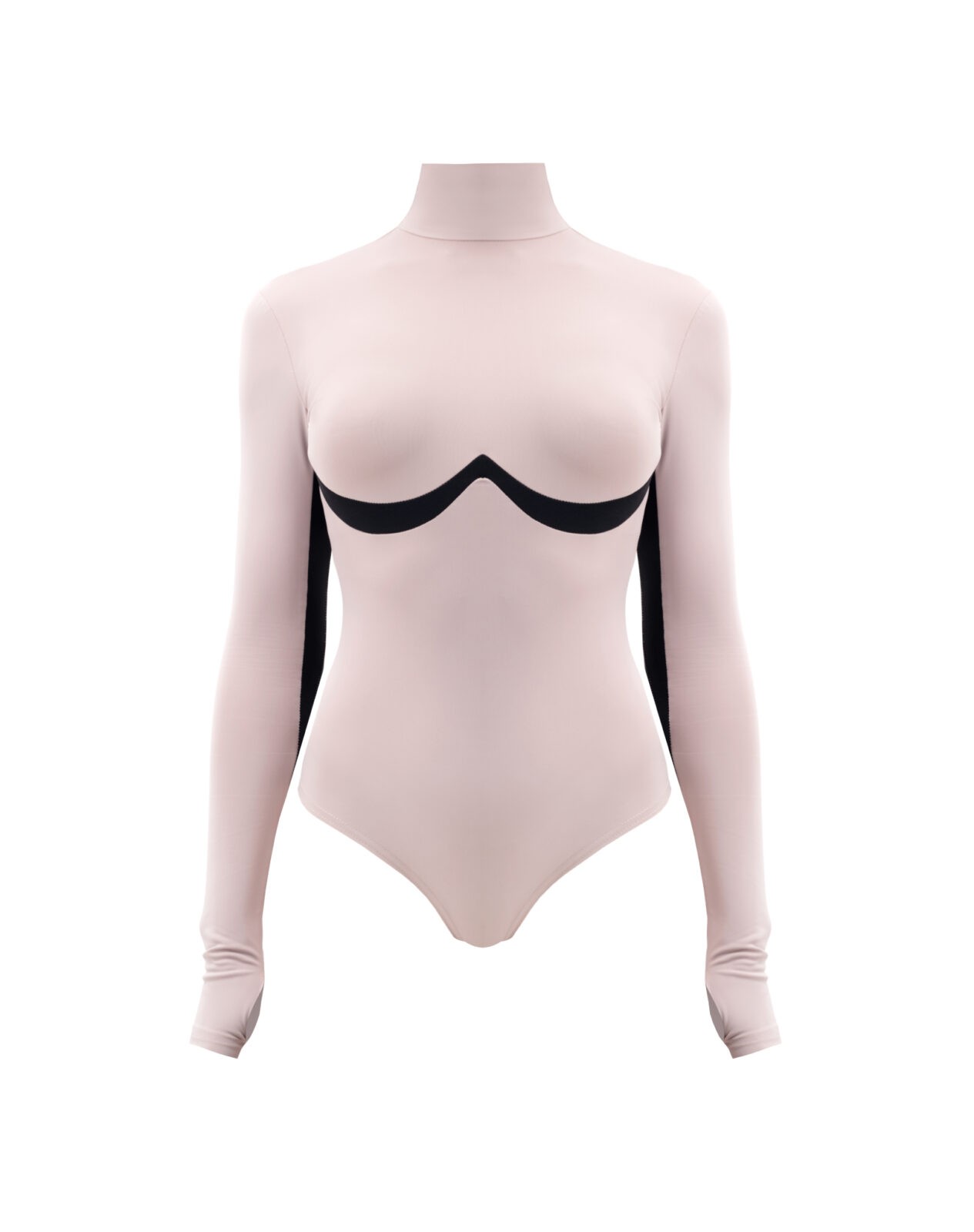 Bodysuit with inserts under the breasts beige