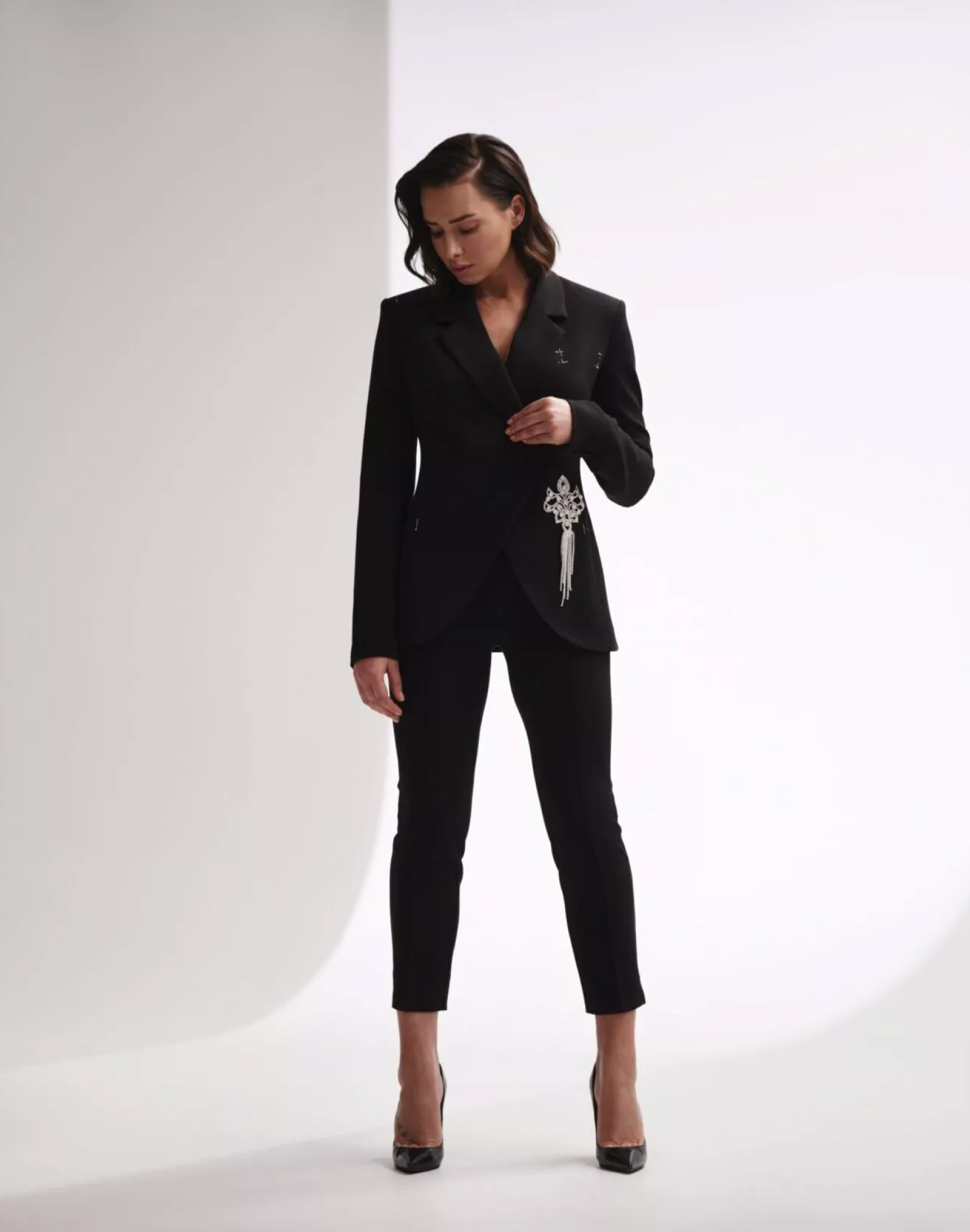 Pants are narrow and shortened from suit fabric-1