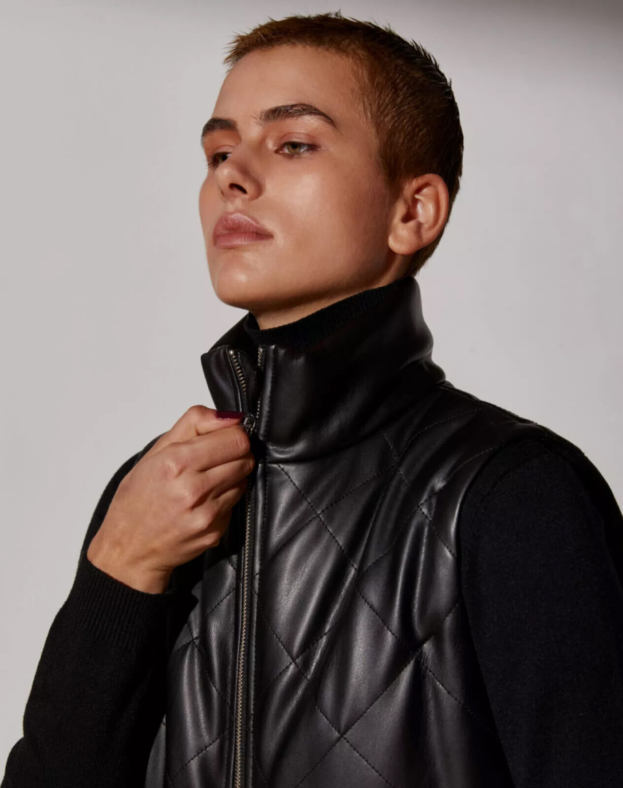 Vest made of eco-leather with insulation black