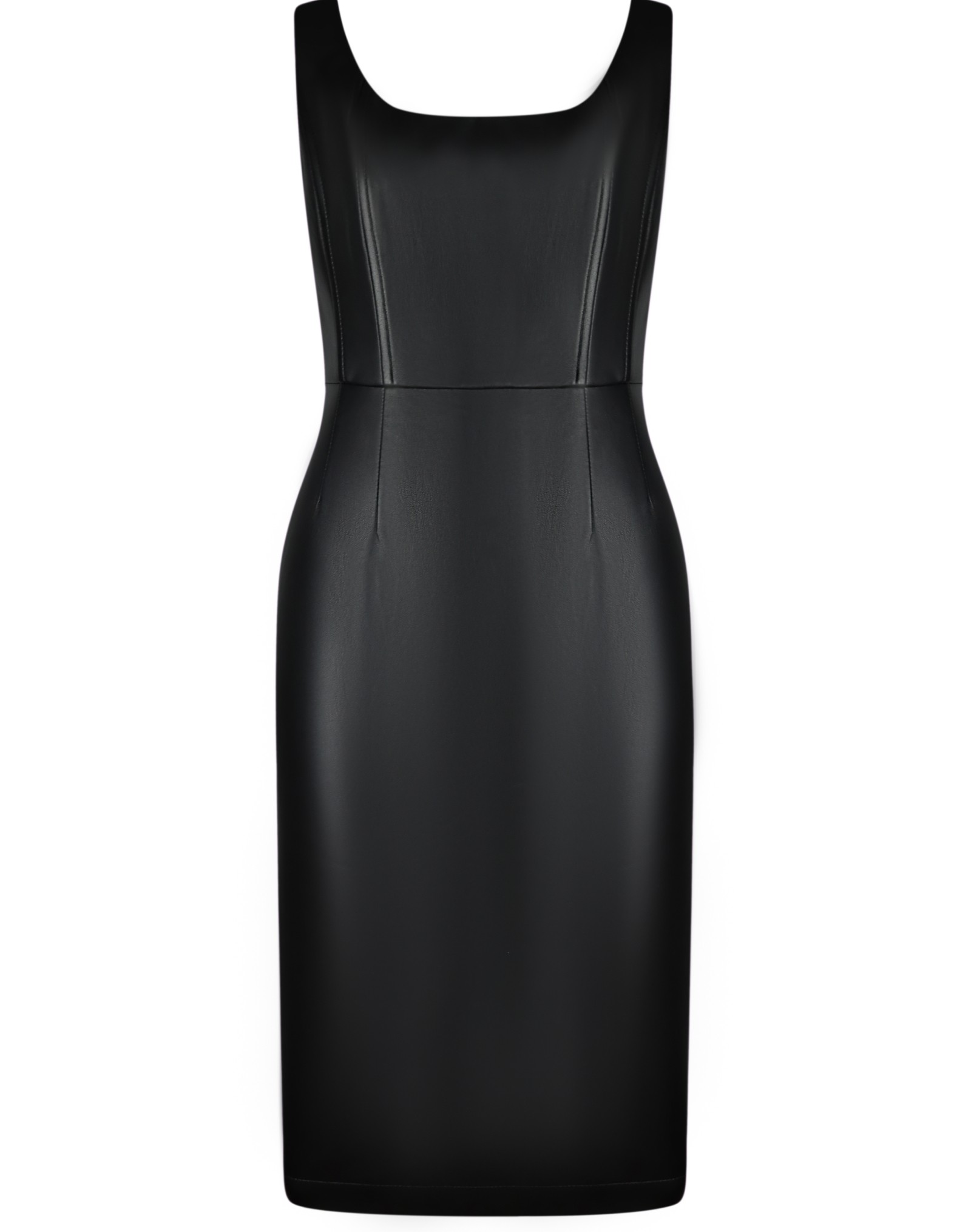 Сукня-футляр з екошкіри чорного кольору