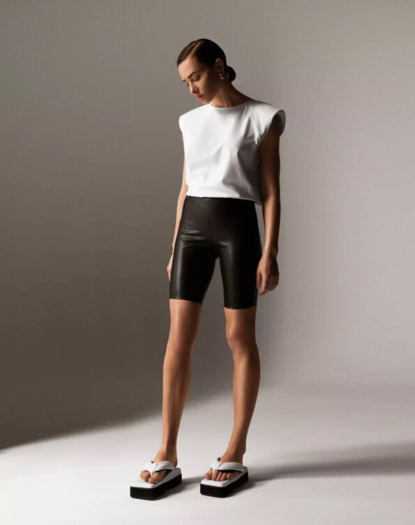 Eco-leather cycling shorts
