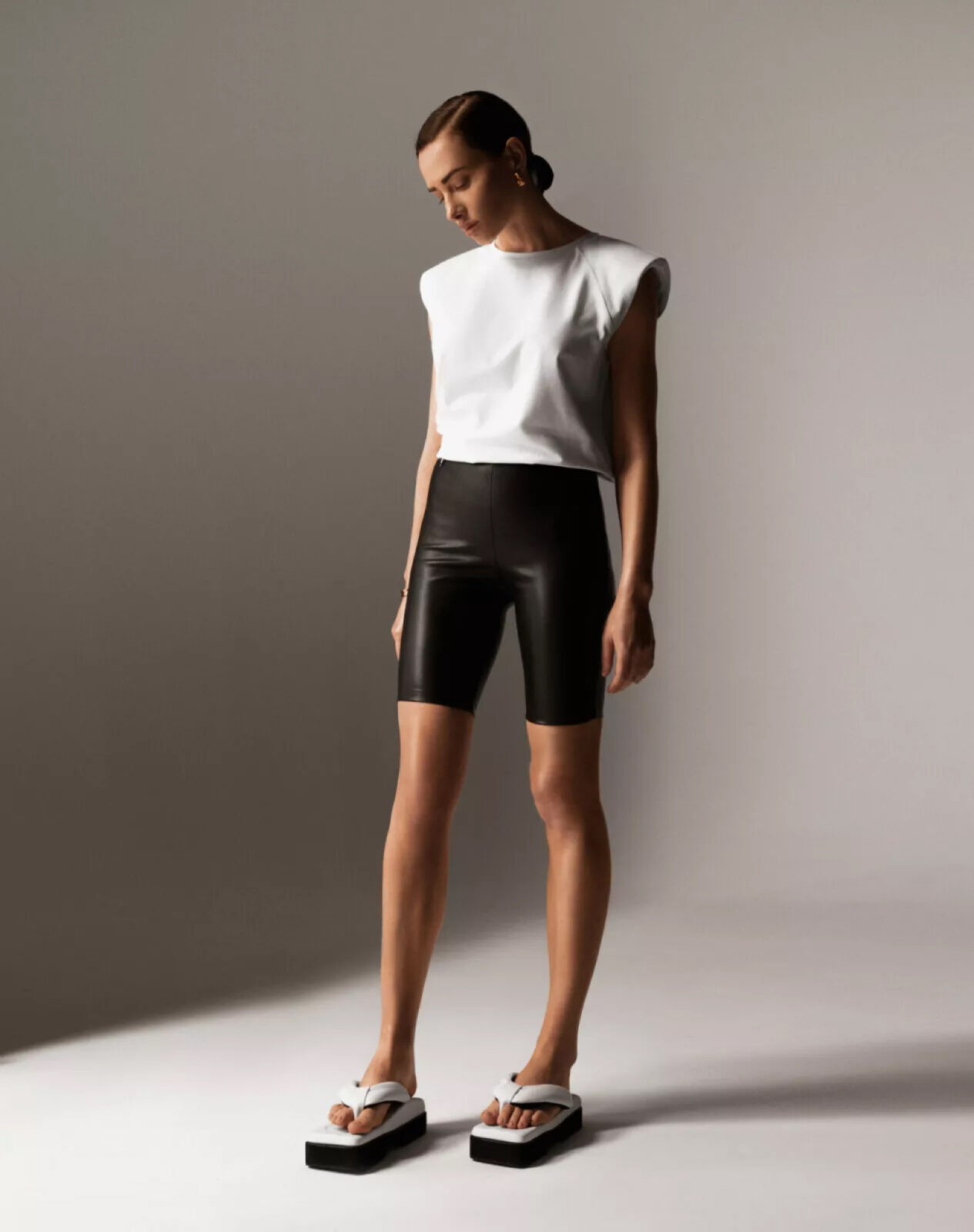 Eco-leather cycling shorts black