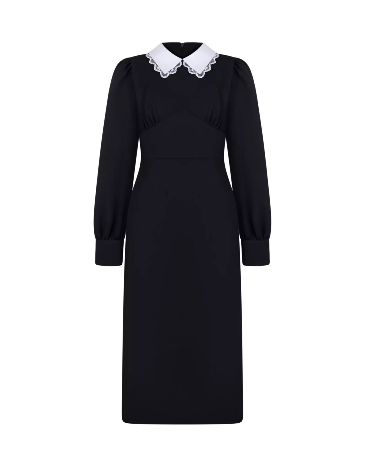 Sheath dress with a white collar black