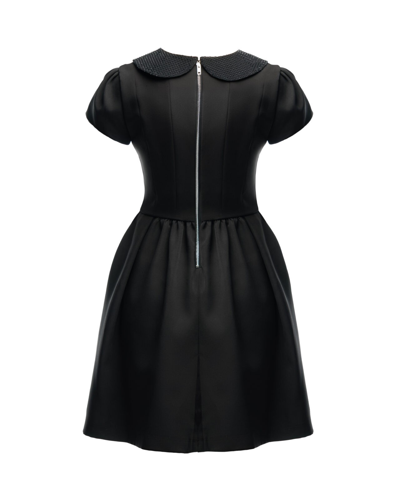 Dress with a collar with pebbles black