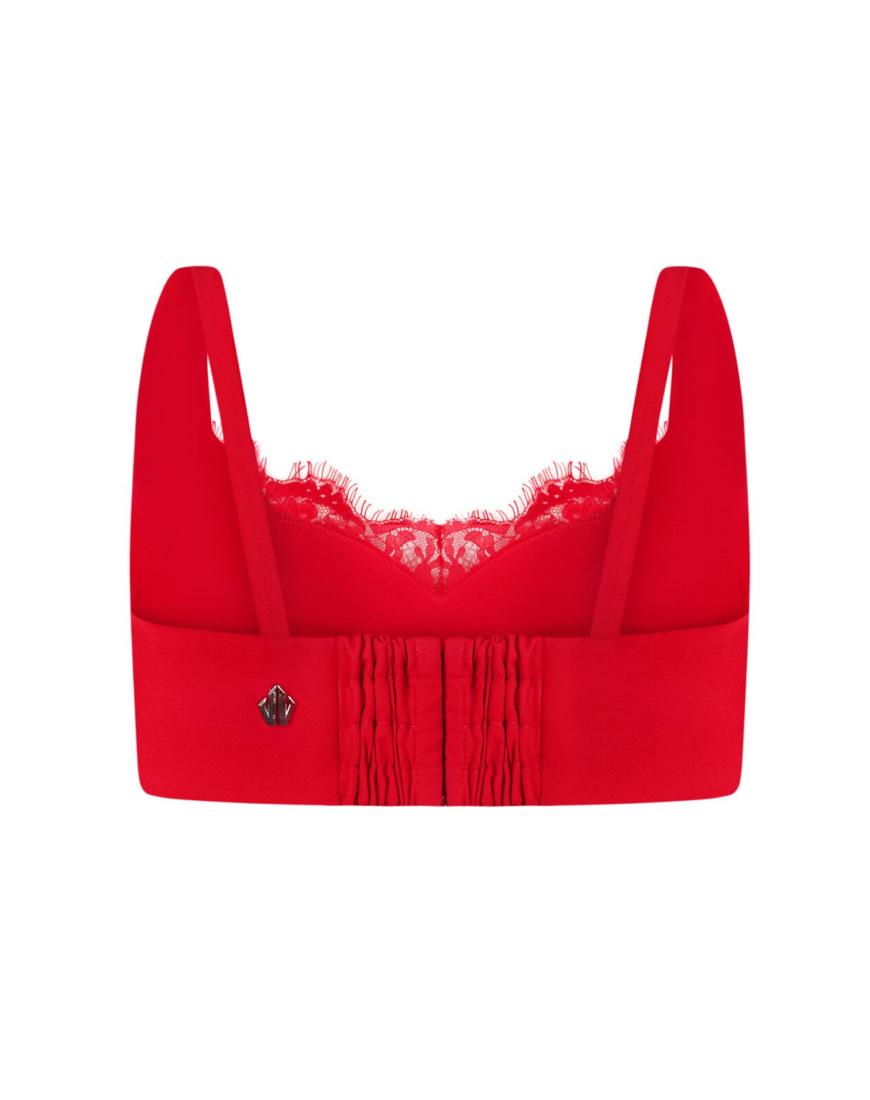 Top with lace in red color
