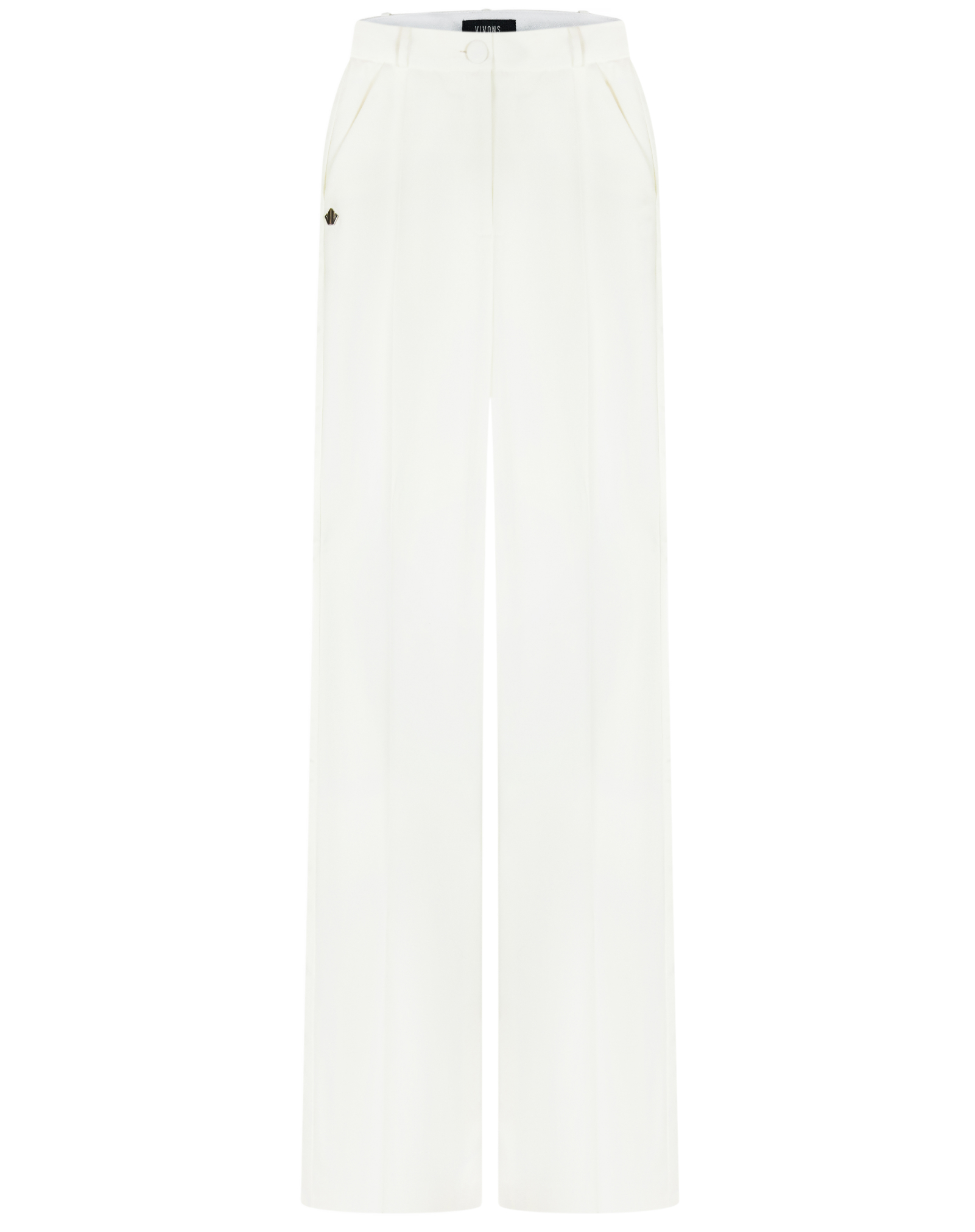 Pants with stripes made of milk-colored suit fabric
