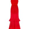 Сукня шифонова з воланами червоного кольору