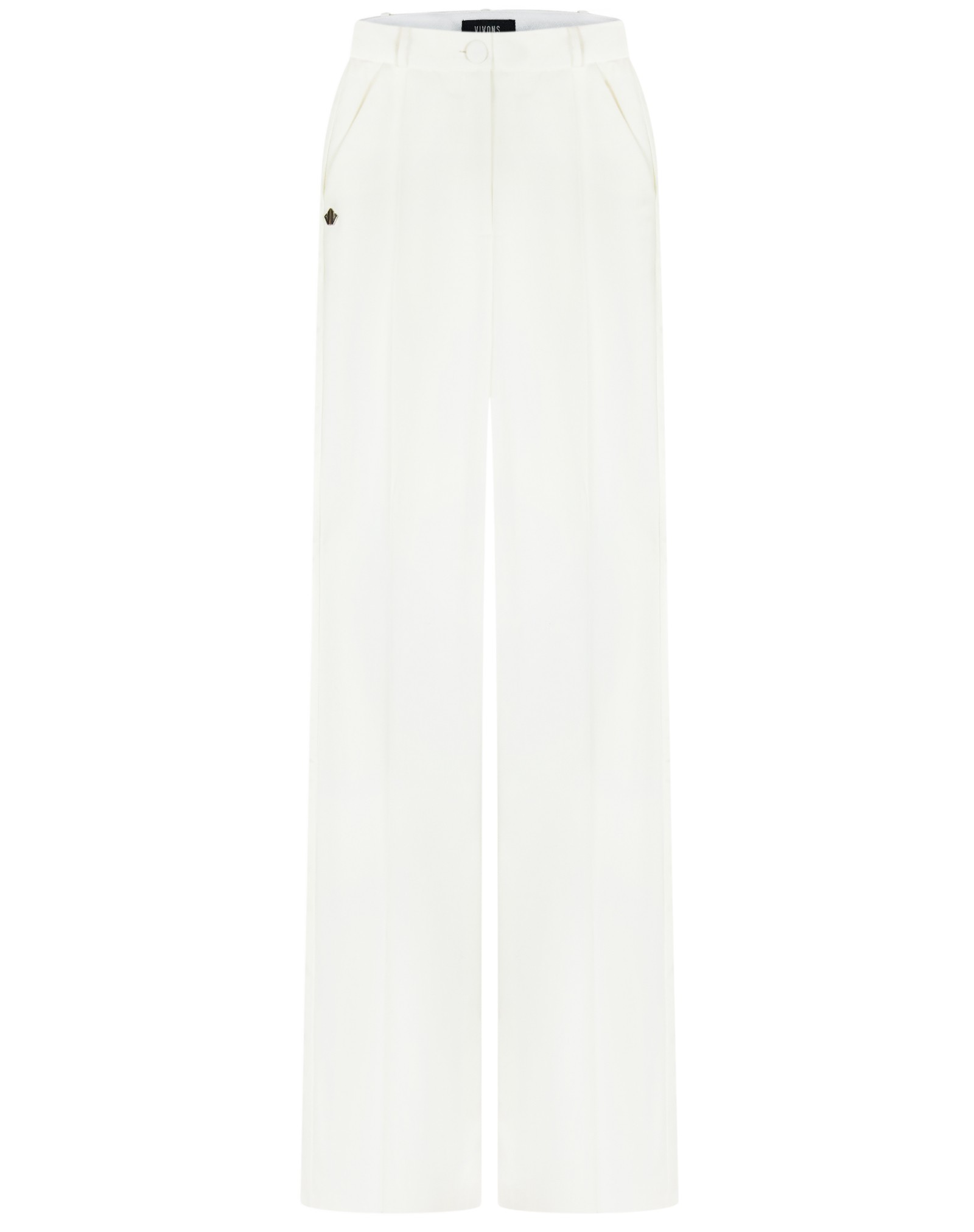 Pants with arrows made of milk-colored suit fabric
