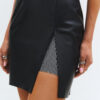 Сукня корсетна з екошкіри зі вставкою з камінням чорного кольору