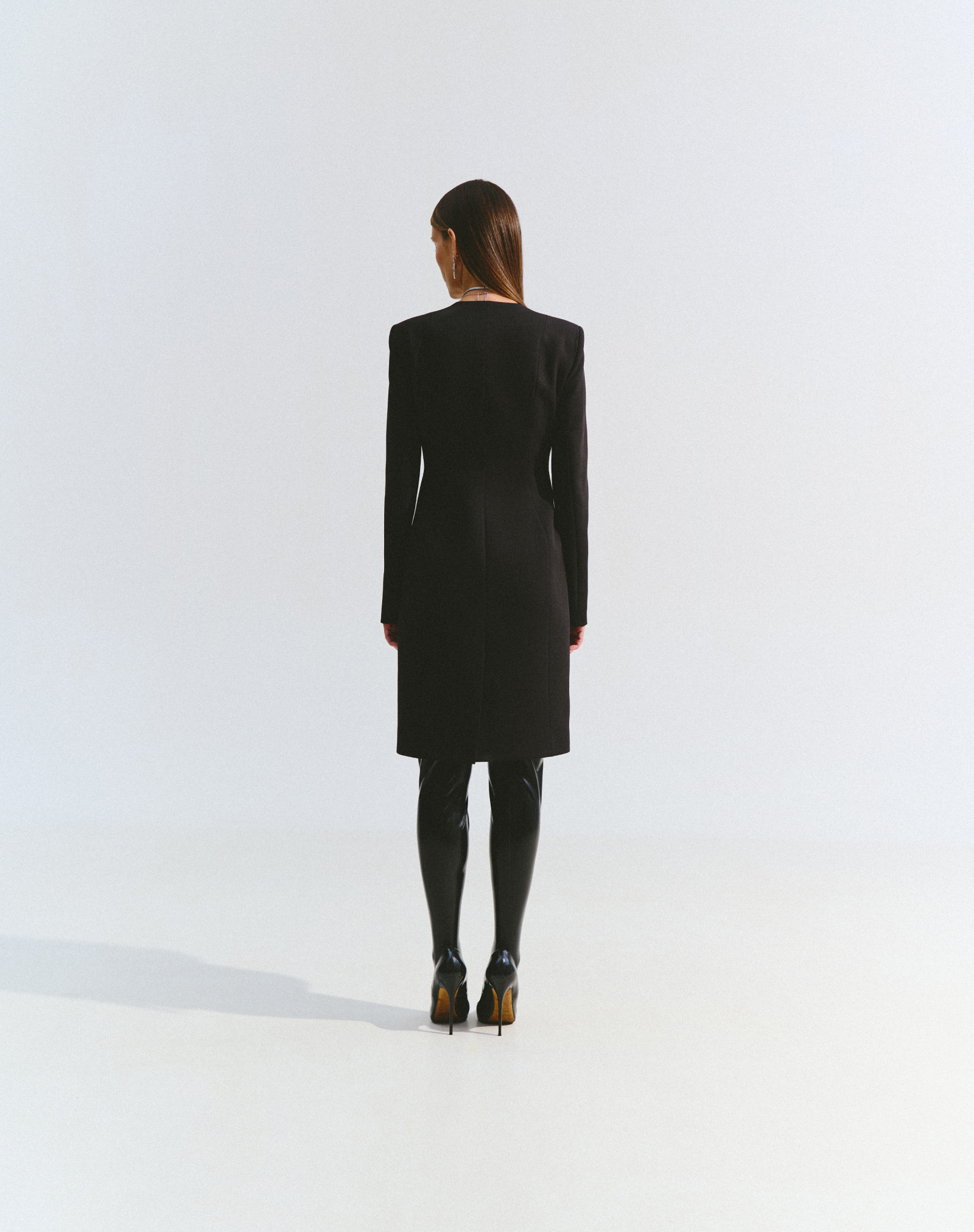 Black Demi-Season Coat Without Collar