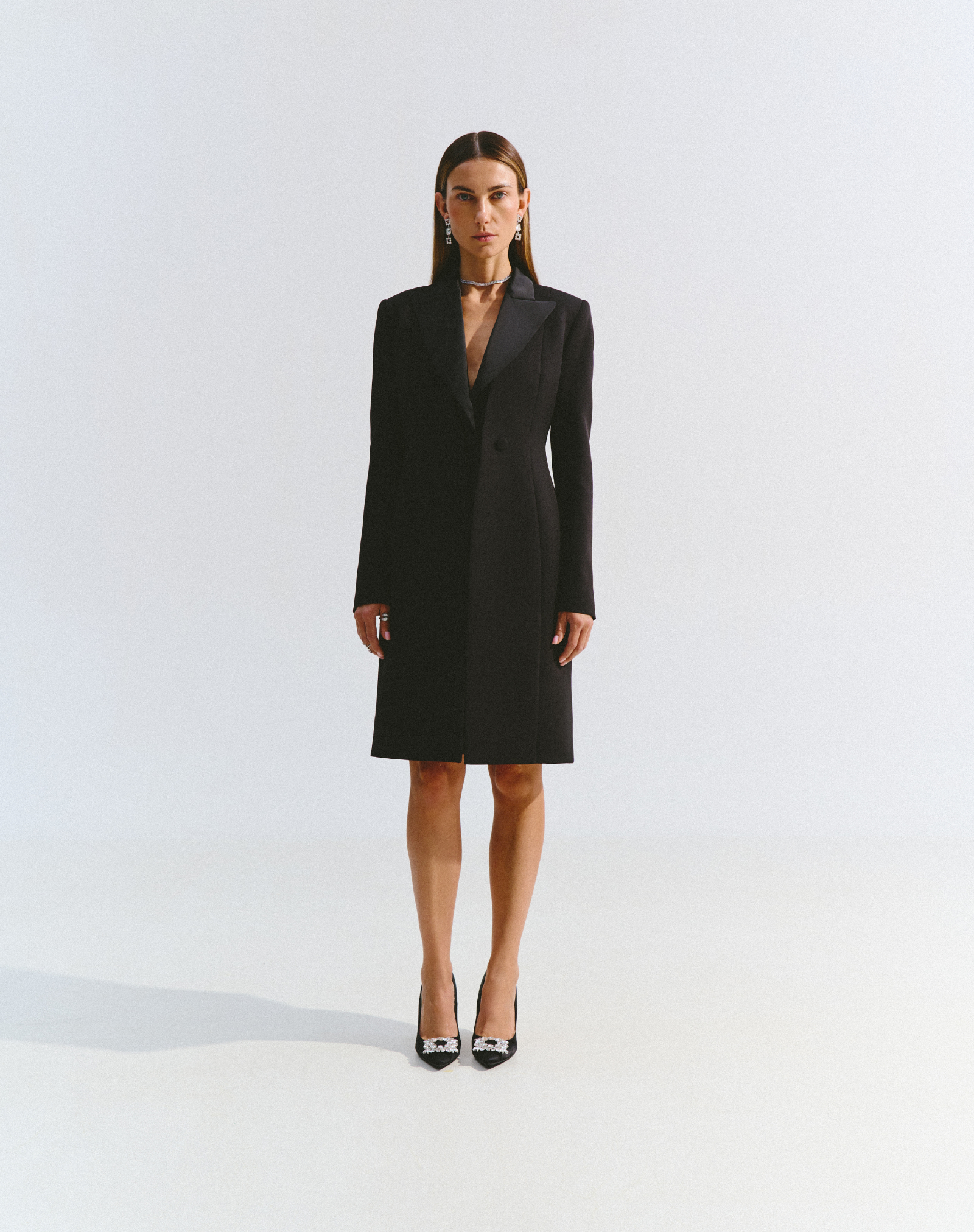 Black Demi-Season Coat Without Collar