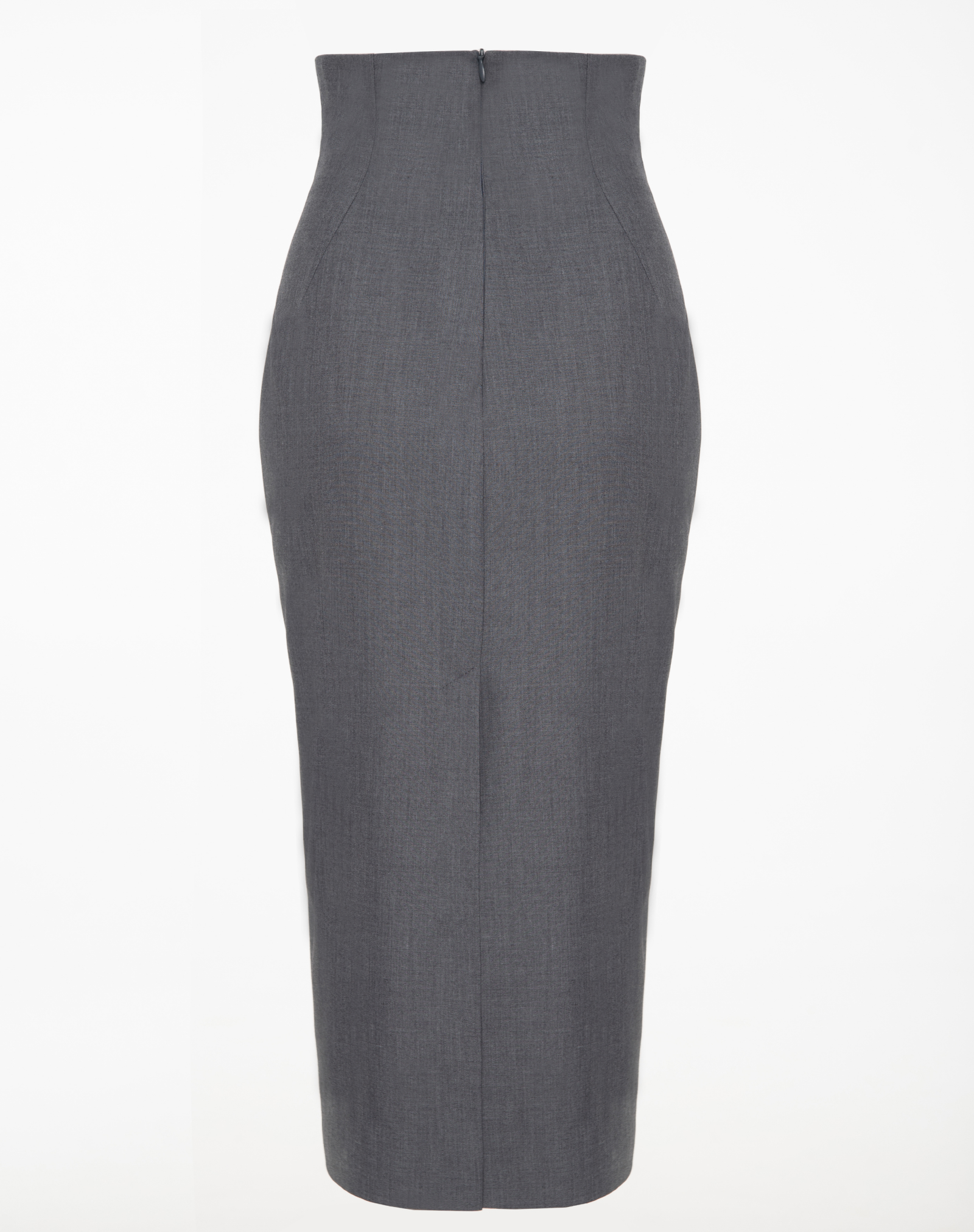 High-waisted gray pencil skirt