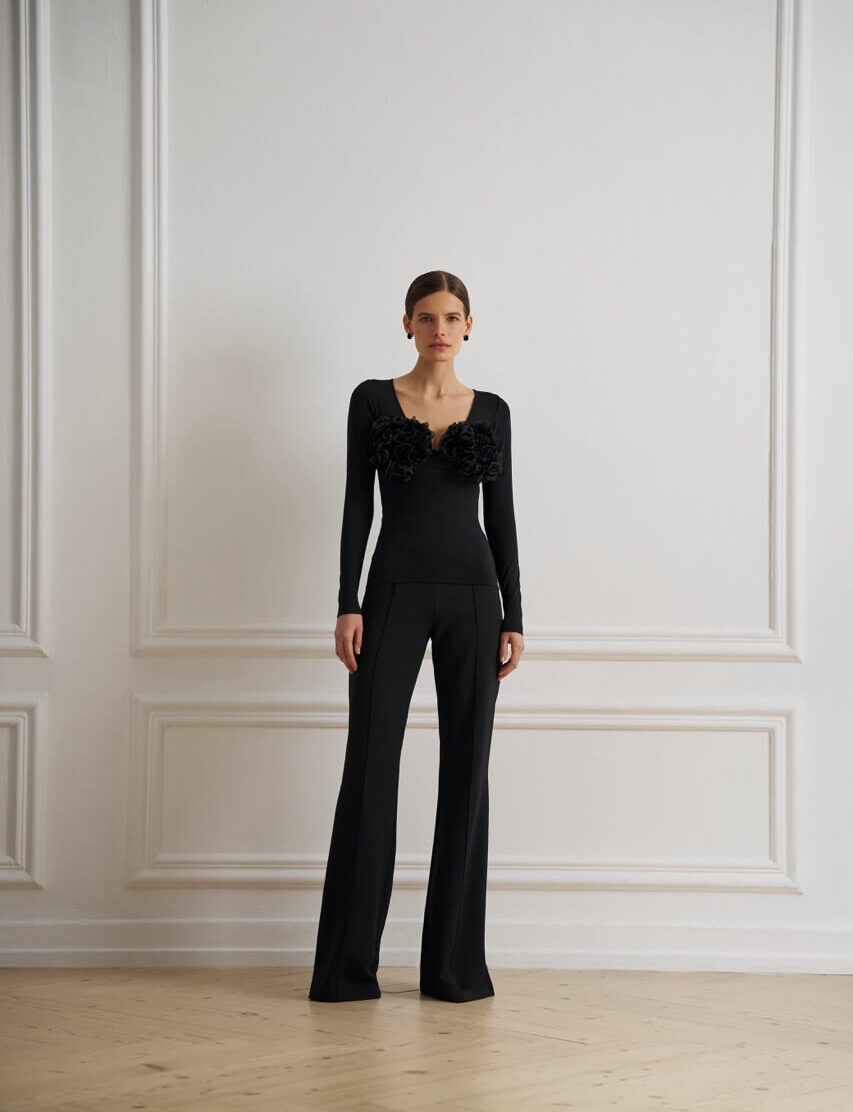 Black classic flared trousers